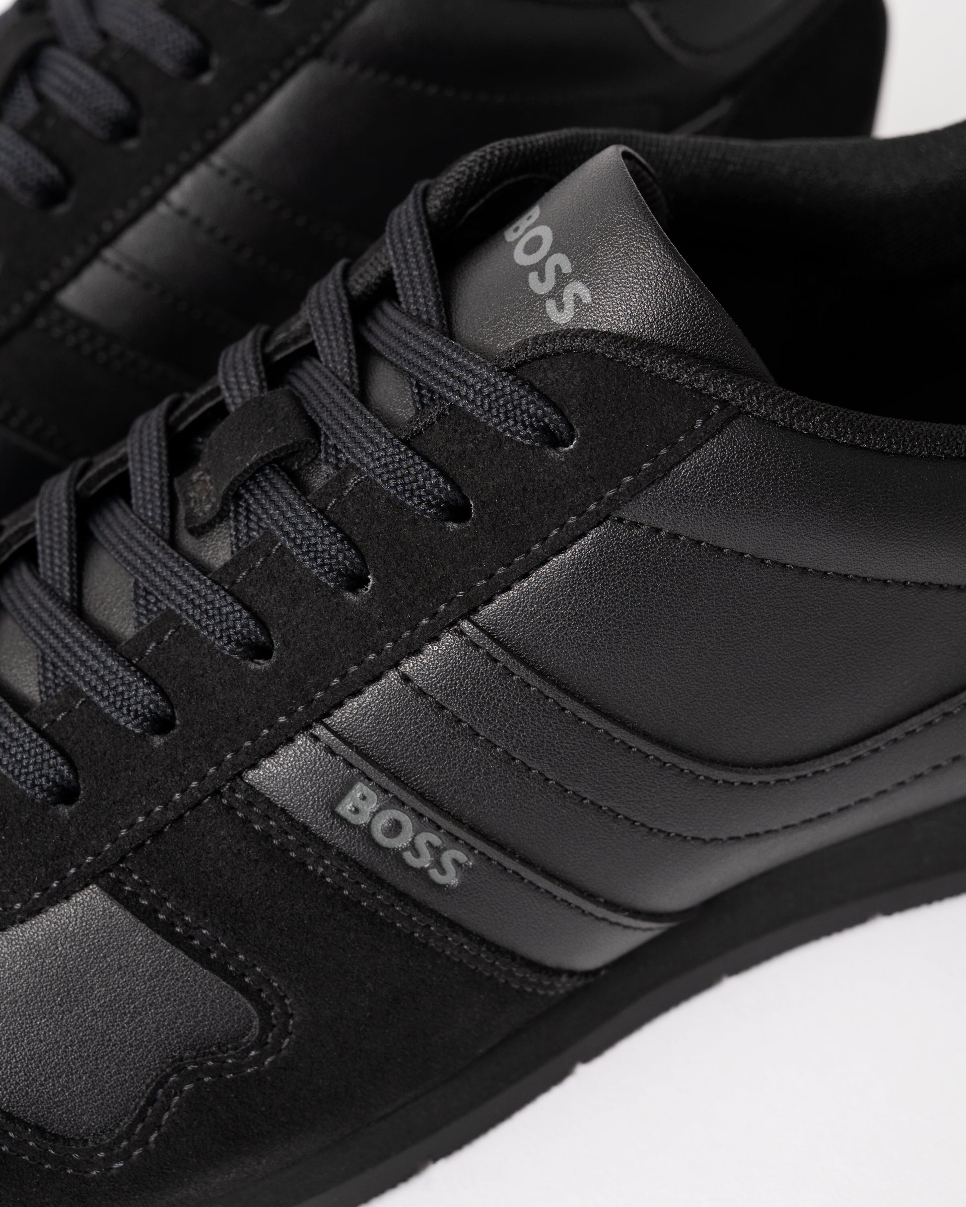 close up view of BOSS Orange Levon Runn pumi Mens Trainers in Black 005