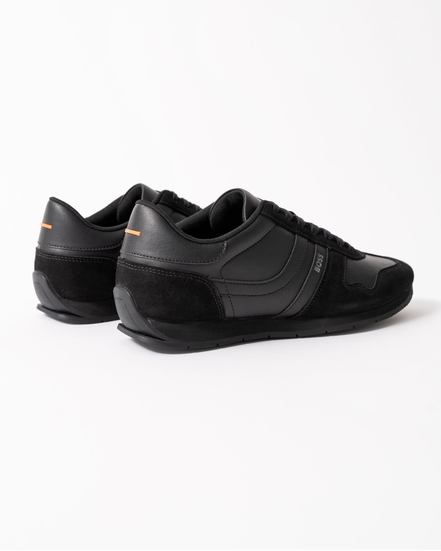 back view of BOSS Orange Levon Runn pumi Mens Trainers in Black 005