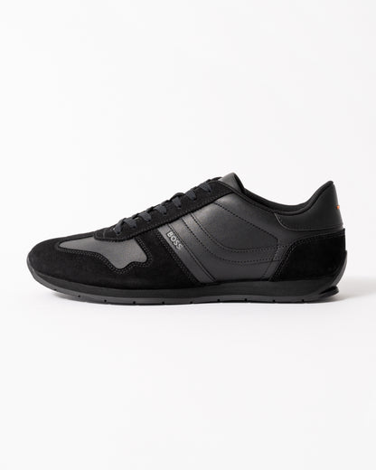 side view of BOSS Orange Levon Runn pumi Mens Trainers in Black 005