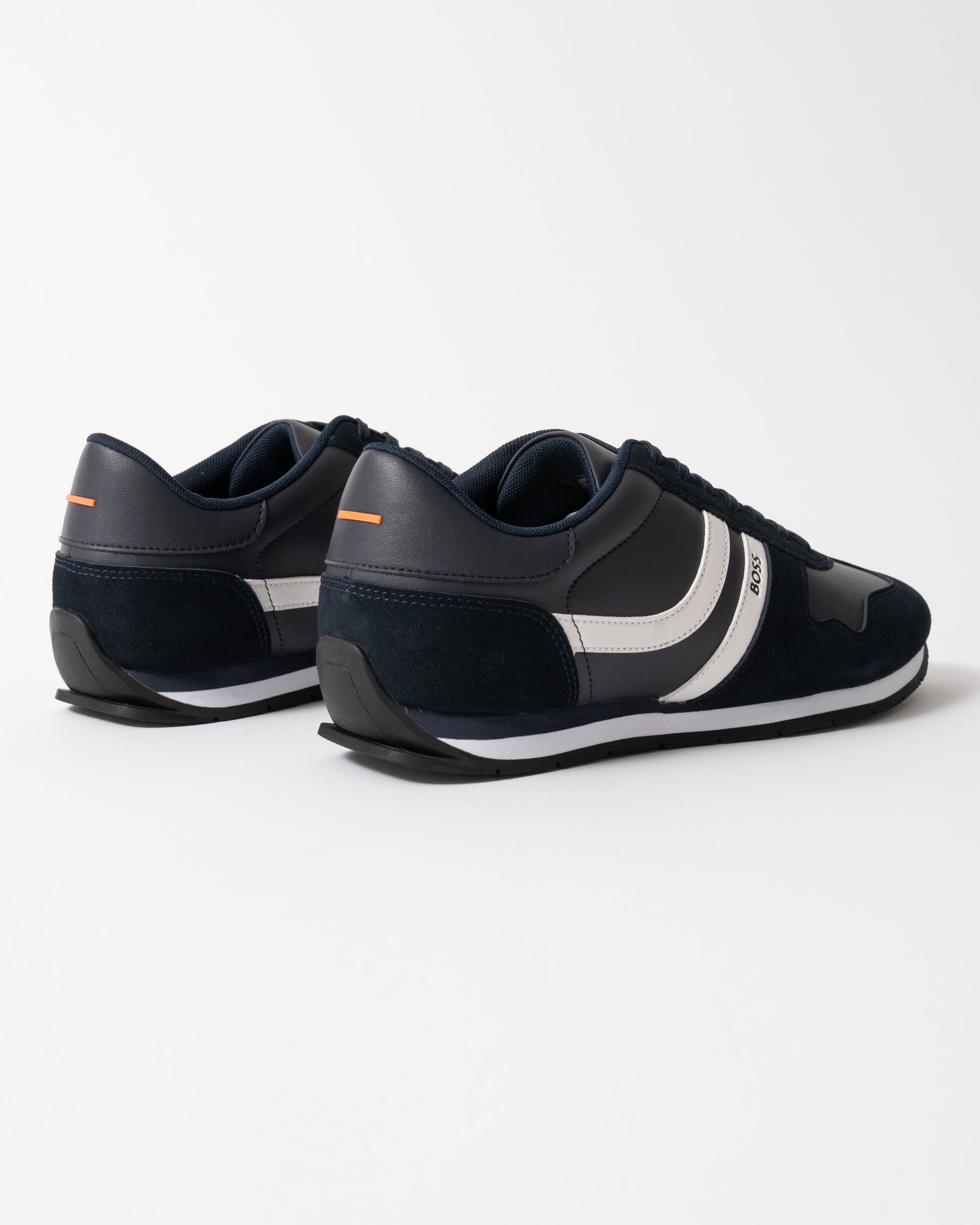 back of BOSS Orange Levon Runn pumi Mens Trainers in Dark Blue 401