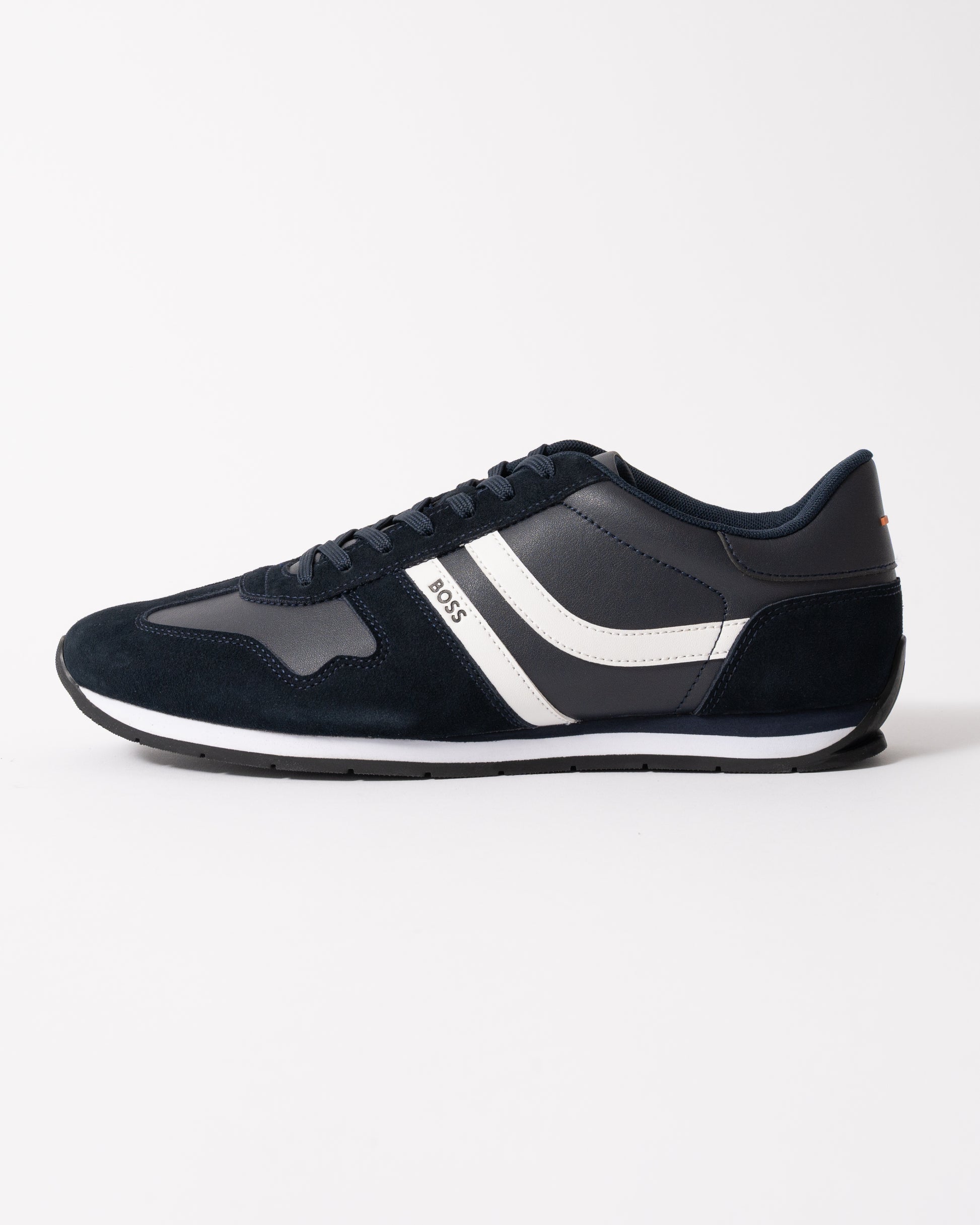 side of BOSS Orange Levon Runn pumi Mens Trainers in Dark Blue 401