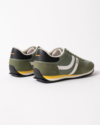 back view of BOSS Orange Levon Runn pumi Mens Trainers in Dark Green 307