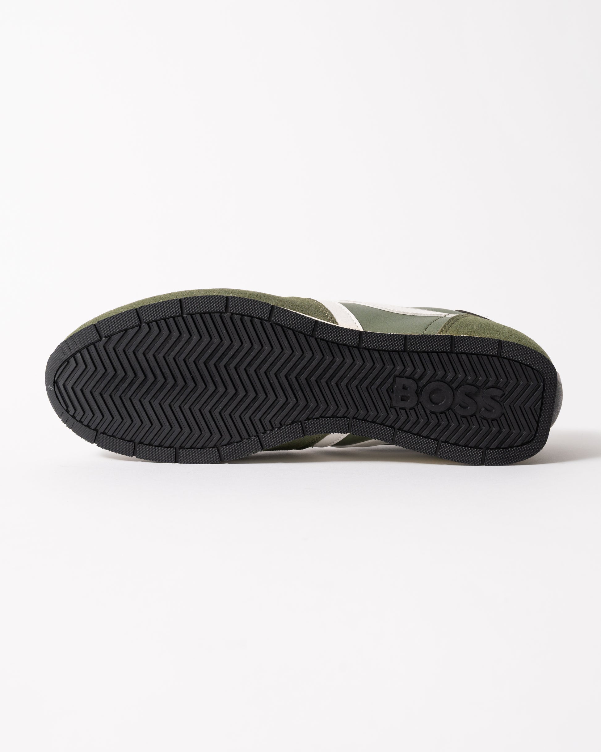 sole view of BOSS Orange Levon Runn pumi Mens Trainers in Dark Green 307