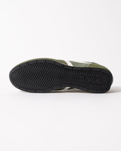 sole view of BOSS Orange Levon Runn pumi Mens Trainers in Dark Green 307