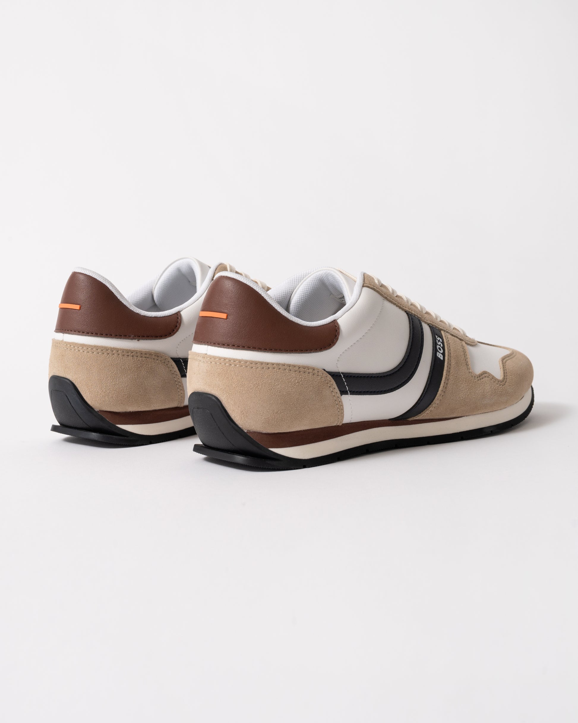 back view of BOSS Orange Levon Runn pumi Mens Trainers in Open White 124