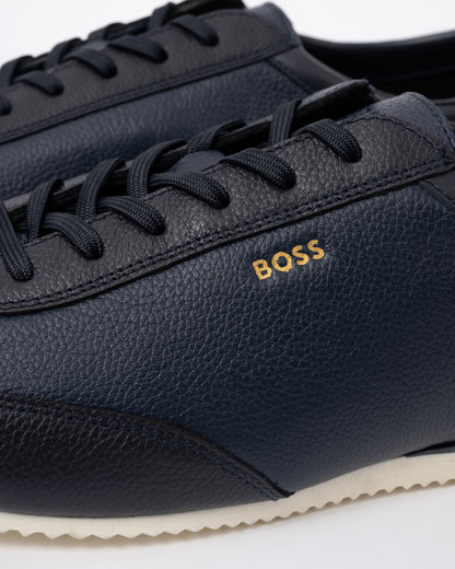 Close up of the BOSS Orange Lineor Lowp Tbwl Mens Trainers - Open Blue 460