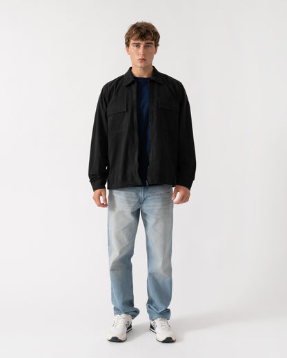 Outfit shot of BOSS Orange Lorum 1 Mens Zip Overshirt - Black 001