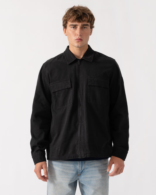 Front of BOSS Orange Lorum 1 Mens Zip Overshirt - Black 001
