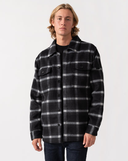 Front of the BOSS Orange Losky Mens Long Sleeve Check Shirt - Black 001
