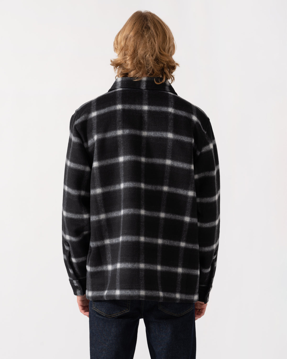 Back of the BOSS Orange Losky Mens Long Sleeve Check Shirt - Black 001