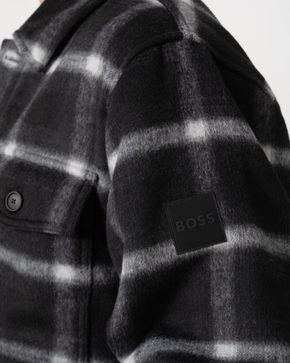 Close up on the BOSS Orange Losky Mens Long Sleeve Check Shirt - Black 001