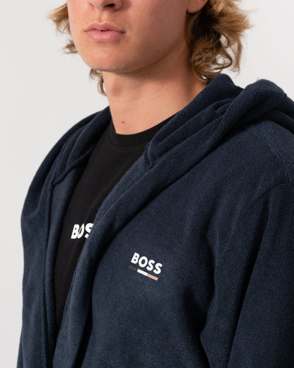 Logo on the BOSS Orange Mens Cotton Terry Robe - Dark Blue 403