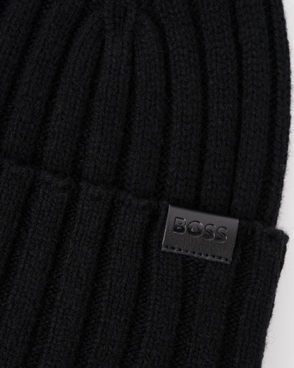 Logo on the BOSS Orange Mens Fino Beanie Hat 01 - Black 001