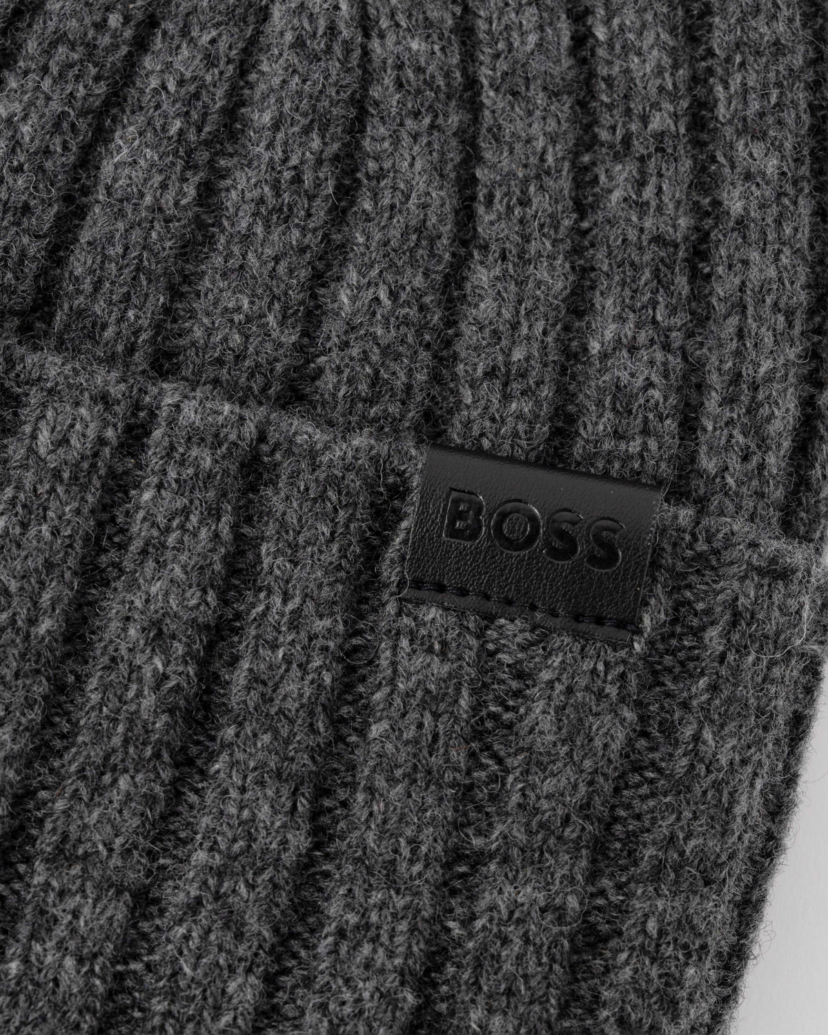 Logo on the BOSS Orange Mens Fino Beanie Hat - Medium Grey 030