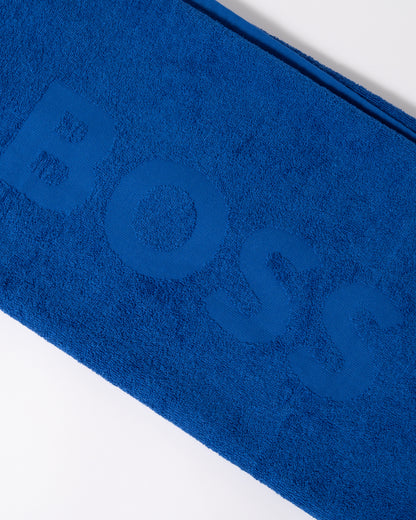 BOSS Orange Mens Solid Colour Beach Towel - Medium Blue 427