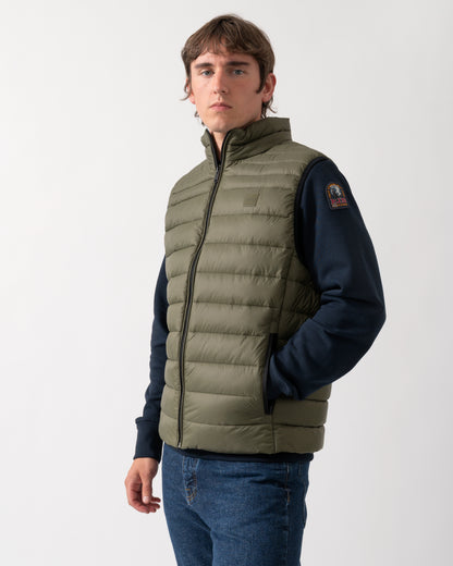 model wearing a BOSS Orange Odeno 2 Mens Gilet in Bright Green 325