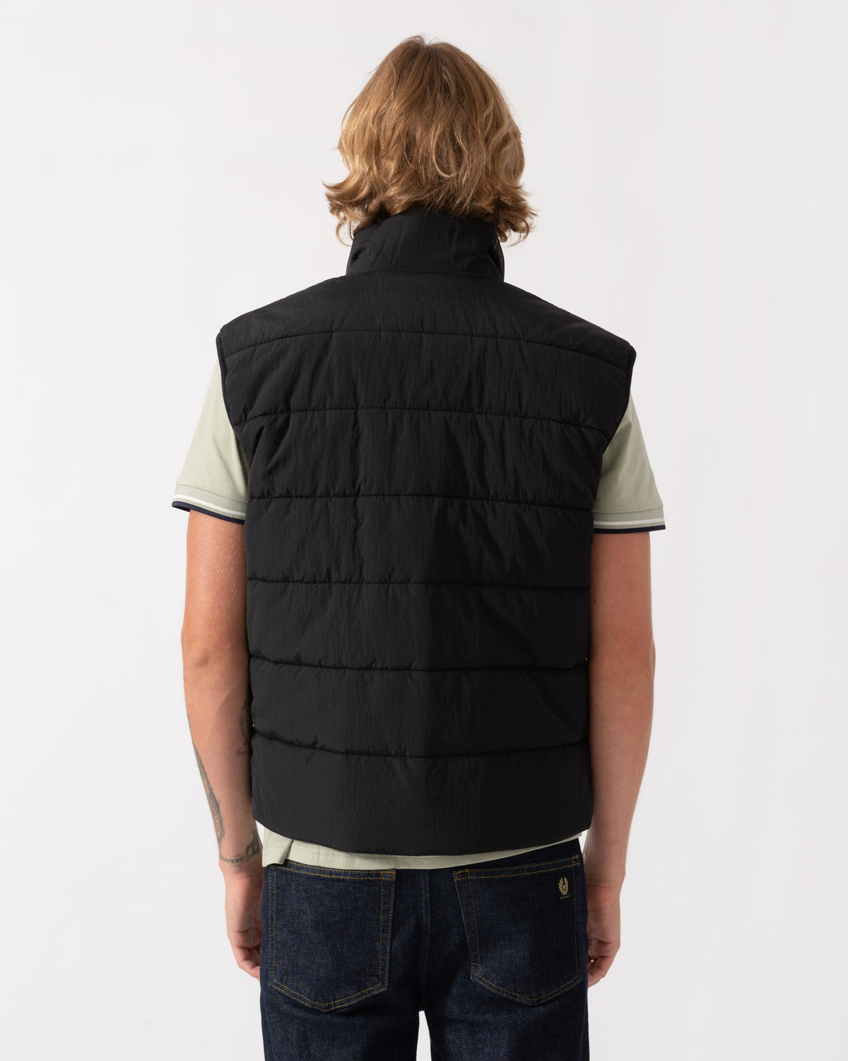 Back of the gilet in the BOSS Orange Ojens 3-in-1 Bomber Jacket - Black 001