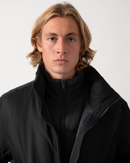 Close up on the BOSS Orange Ojens 3-in-1 Bomber Jacket - Black 001