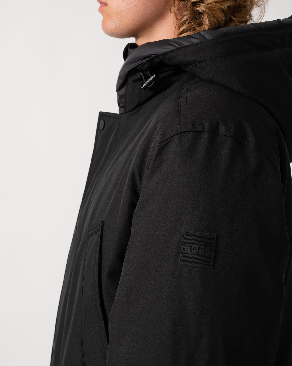 Logo on the BOSS Orange Osiass1 Mens Parka - Black 001
