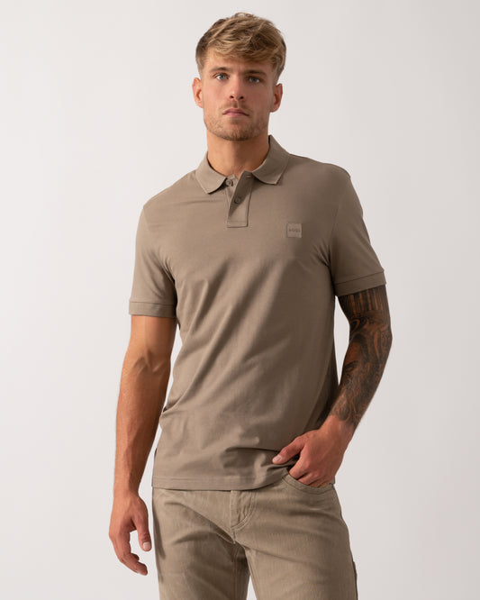 BOSS Orange Passenger Mens Stretch-Cotton Slim-Fit Polo Shirt with Logo Patch - Open Green 346