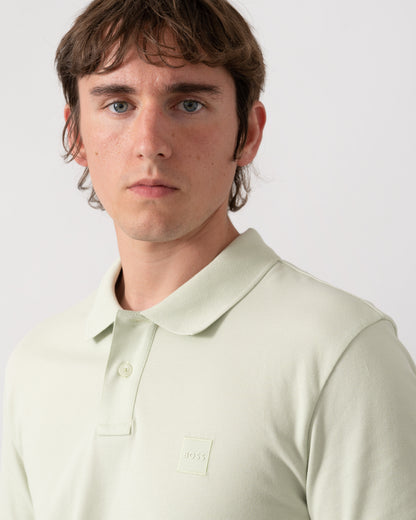 BOSS Orange Passenger Mens Stretch-Cotton Slim-Fit Polo Shirt with Logo Patch - Open Green 384