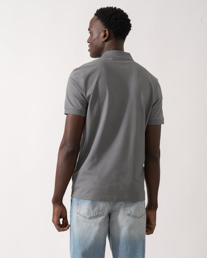 BOSS Orange Passenger Mens Stretch-Cotton Slim-Fit Polo Shirt with Logo Patch - Open Grey 062
