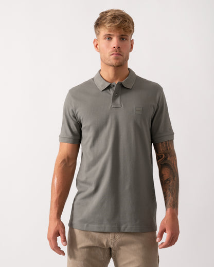 BOSS Orange Passenger Mens Stretch-Cotton Slim-Fit Polo Shirt with Logo Patch - Open Grey 076