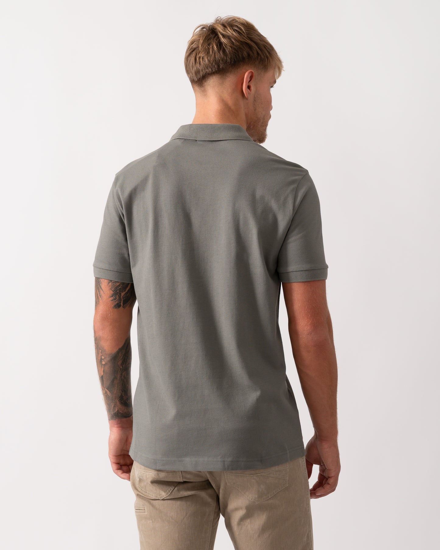 BOSS Orange Passenger Mens Stretch-Cotton Slim-Fit Polo Shirt with Logo Patch - Open Grey 076