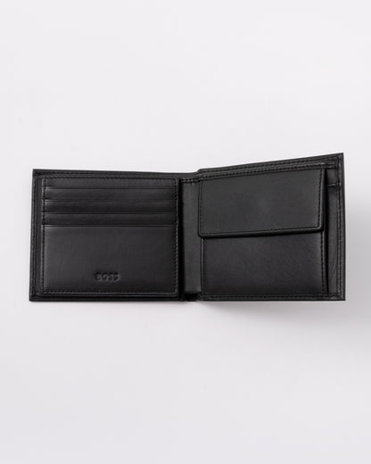 inside detail of BOSS Orange Randy Mens Trifold Leather Wallet in Black 001