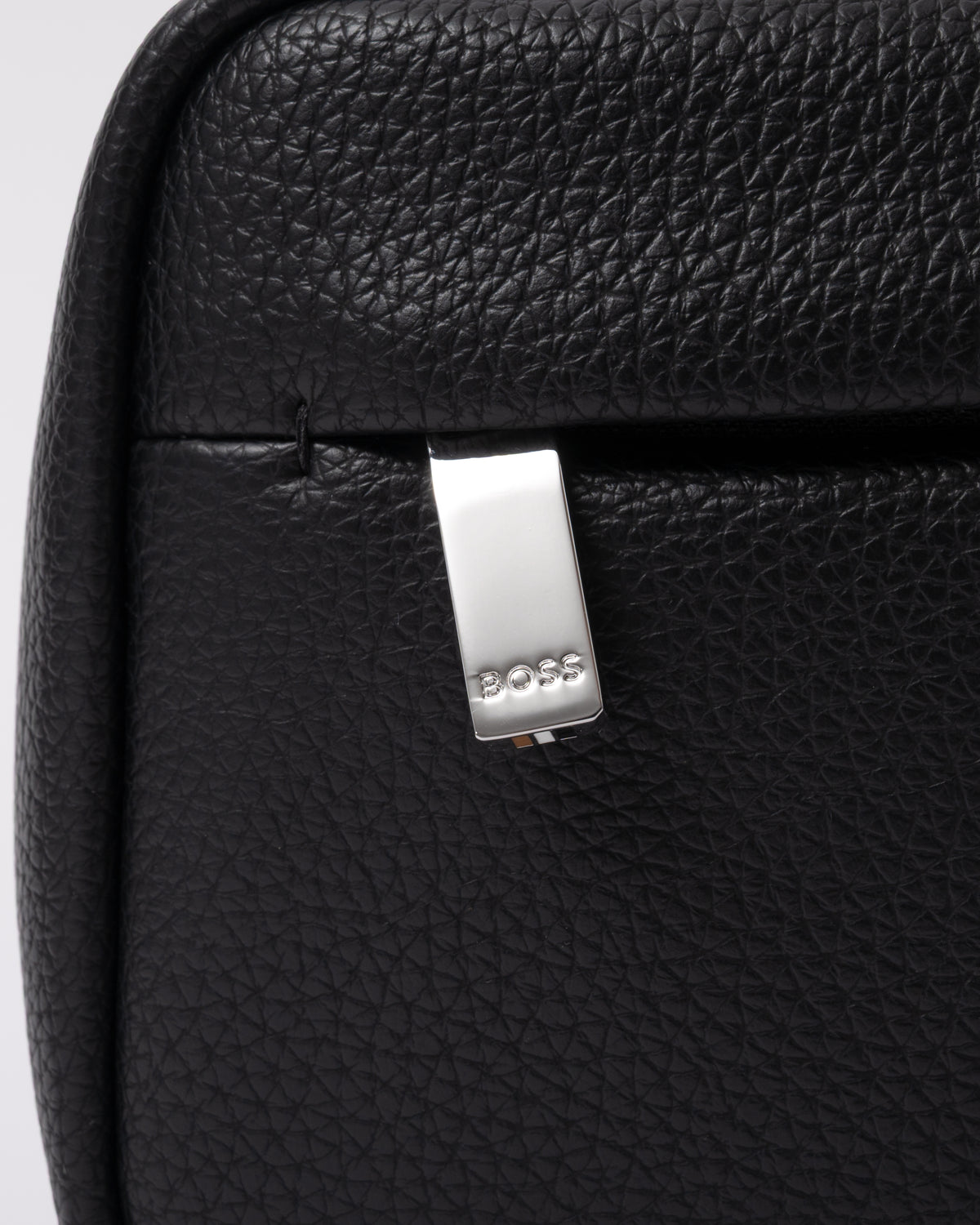 side zip pull detail of BOSS Orange Ray EVO Mens Washbag in Black 001
