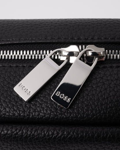 top zip pull details of BOSS Orange Ray EVO Mens Washbag in Black 001