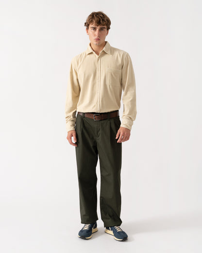 Outfit shot of BOSS Orange Relegant 6 Mens Long Sleeve Cotton Shirt - Light Beige 271