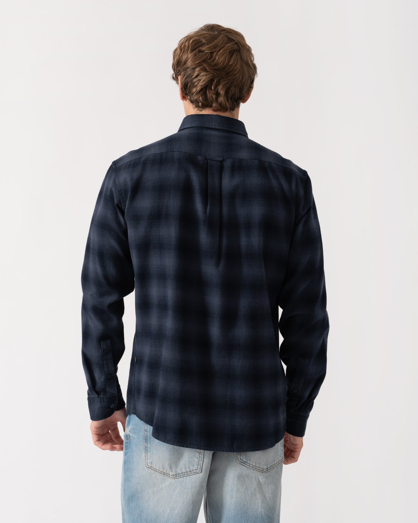 BOSS Orange Rickert Mens Long Sleeve Check Shirt - Dark Blue 404