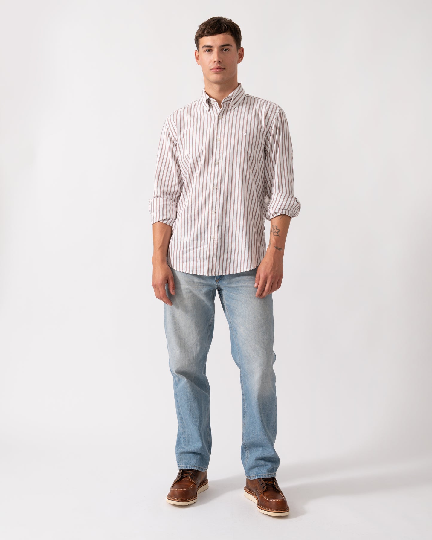 BOSS Orange Ricoplus Mens Long Sleeve Shirt - White 100