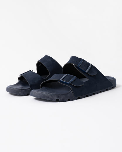 BOSS Orange Surfley Mens Twin-Strap Slides with Branded Buckles in Dark Blue 401