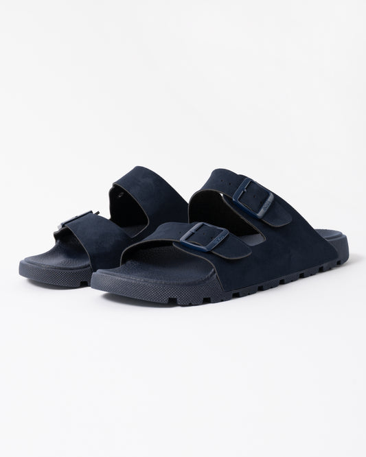 BOSS Orange Surfley Mens Twin-Strap Slides with Branded Buckles in Dark Blue 401