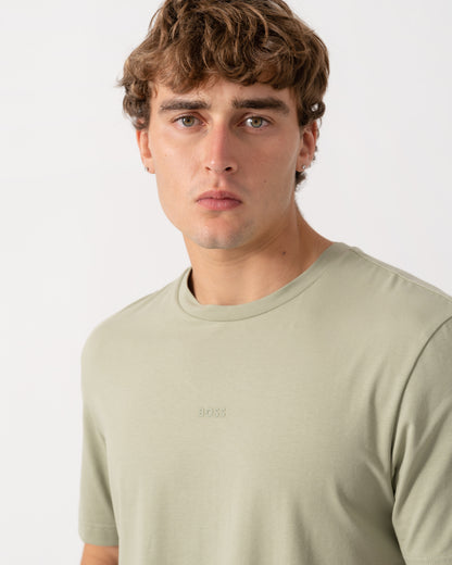 Close up of BOSS Orange TChup Mens Crew Neck Small Logo T-Shirt  - Open Green 370