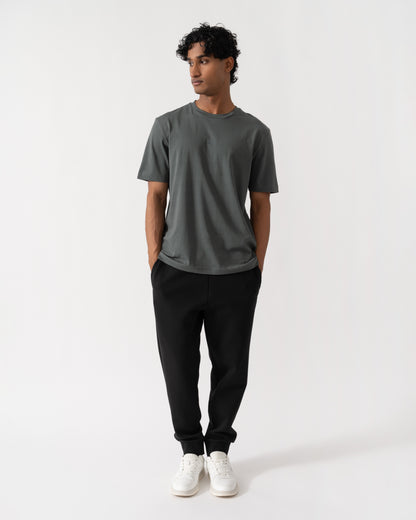 Man wearing BOSS Orange TChup Mens Crew Neck Small Logo T-Shirt  - Open Green 377