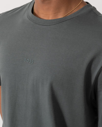 Close up of BOSS Orange TChup Mens Crew Neck Small Logo T-Shirt  - Open Green 377
