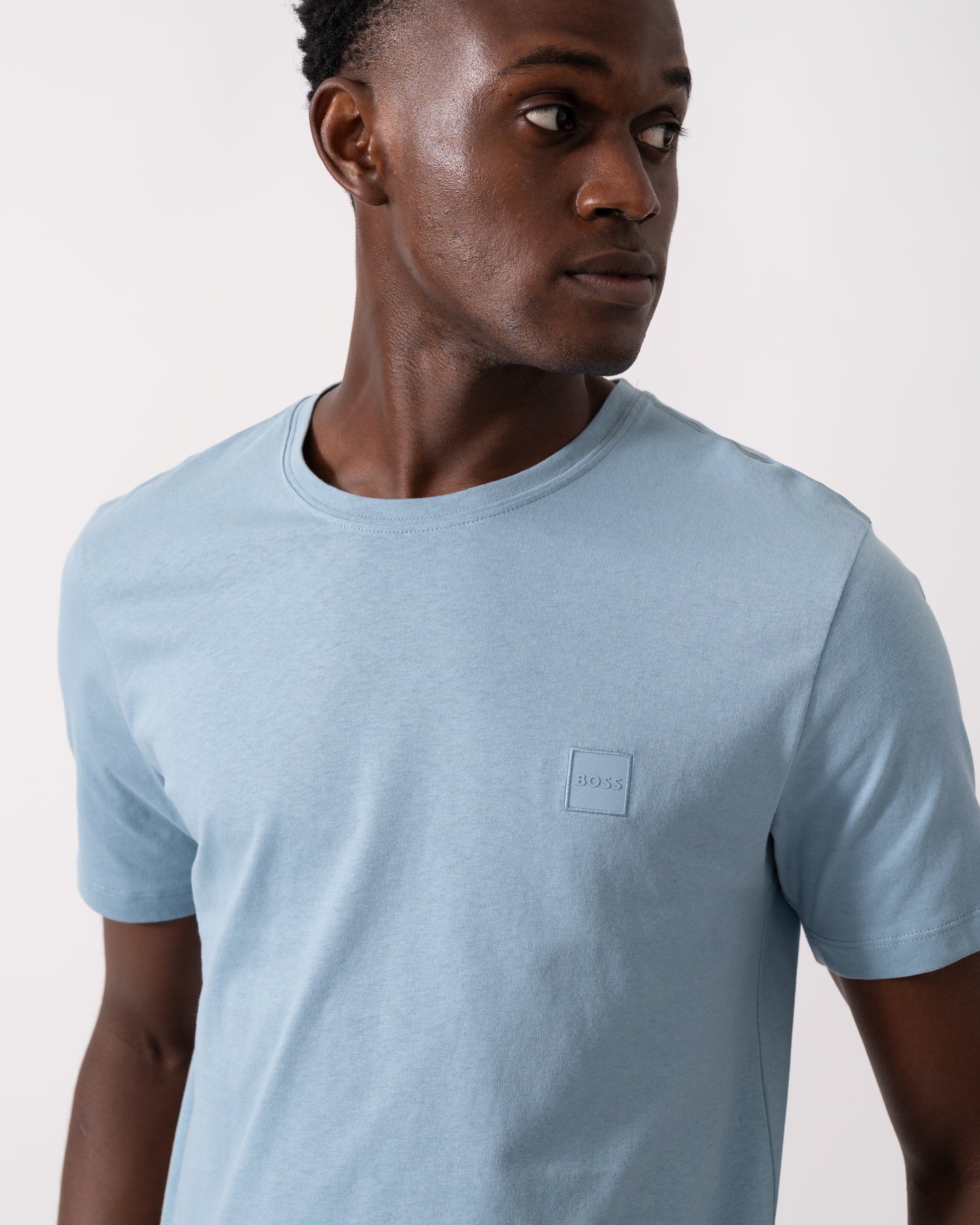 BOSS Orange Tales Mens Cotton-Jersey T-shirt With Logo Patch - Light/Pastel Blue 451