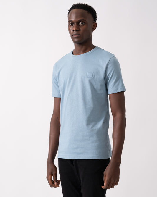 BOSS Orange Tales Mens Cotton-Jersey T-shirt With Logo Patch - Light/Pastel Blue 451