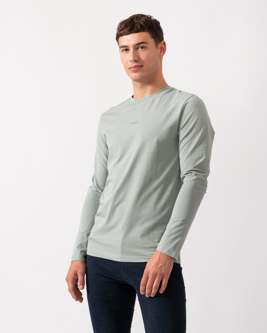 BOSS Orange Tchark Mens Long Sleeve Stretch Cotton T-Shirt - Open Green 351