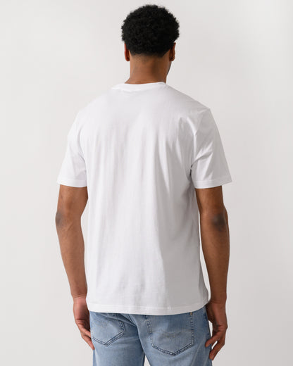 back shot of a model wearing a BOSS Orange Te Board Mens T-Shirt in White 100