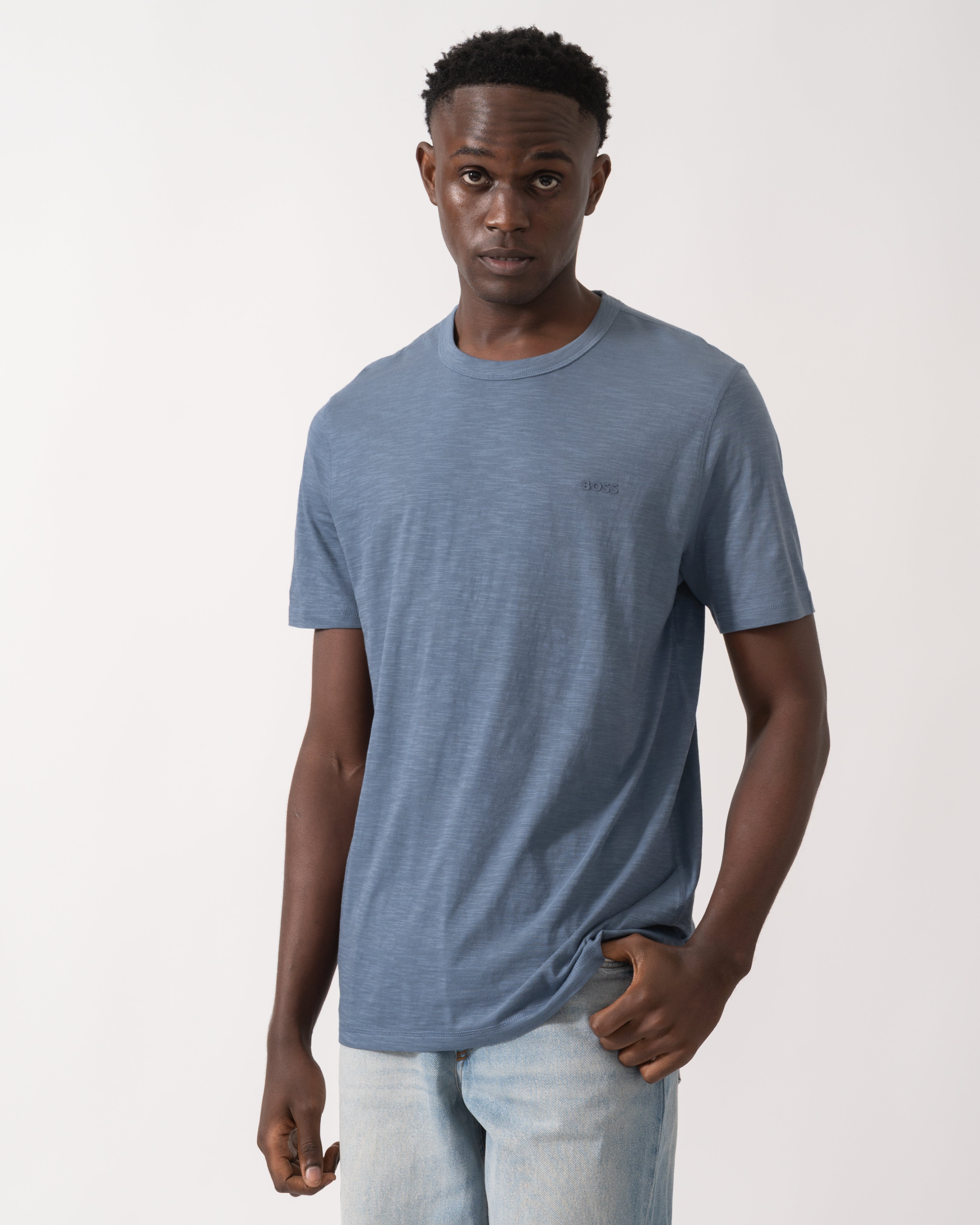 BOSS Orange Tegood Mens Crew Neck T-Shirt - Open Blue 495 – CHO