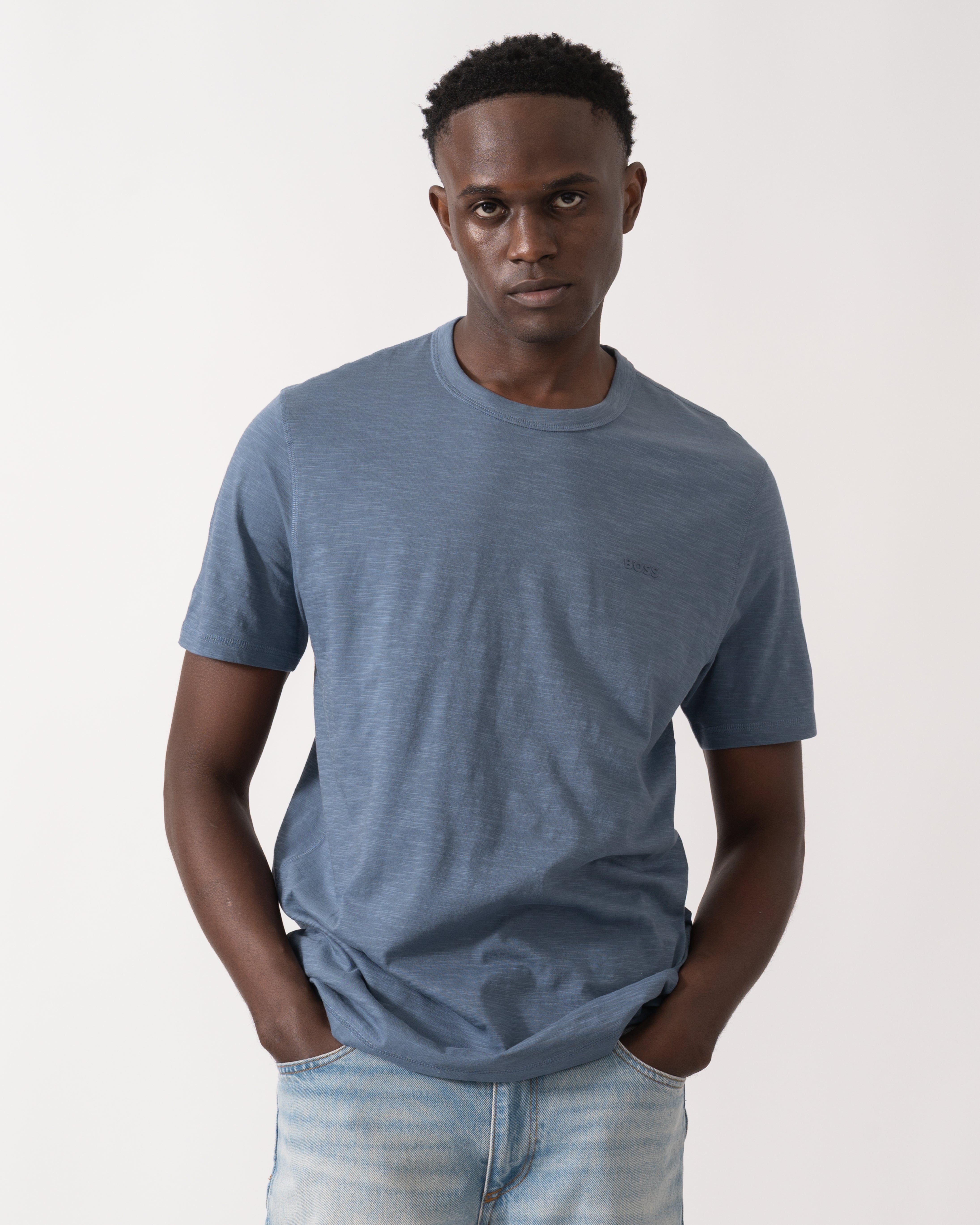 BOSS Orange Tegood Mens Crew Neck T-Shirt - Open Blue 495 – CHO