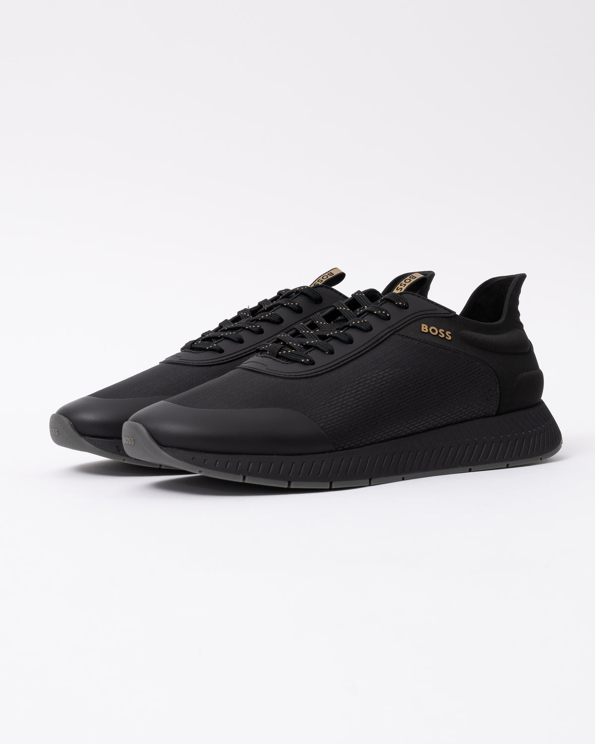 Front of the BOSS Orange Titanium Runn Rsmh Mens Trainers in Black 005