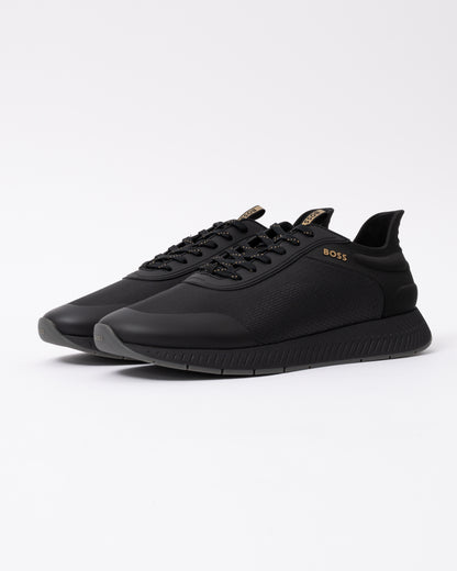 Front of the BOSS Orange Titanium Runn Rsmh Mens Trainers in Black 005