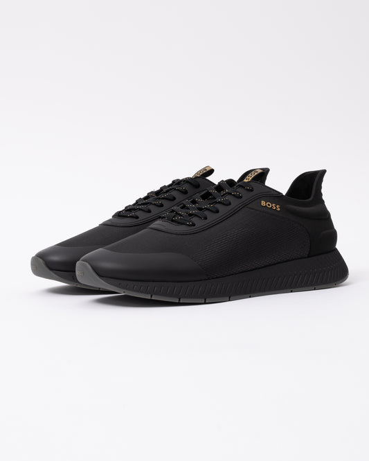 Front of the BOSS Orange Titanium Runn Rsmh Mens Trainers in Black 005