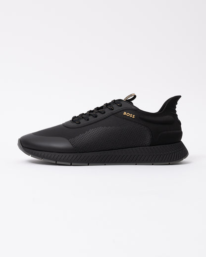 Side of the BOSS Orange Titanium Runn Rsmh Mens Trainers in Black 005