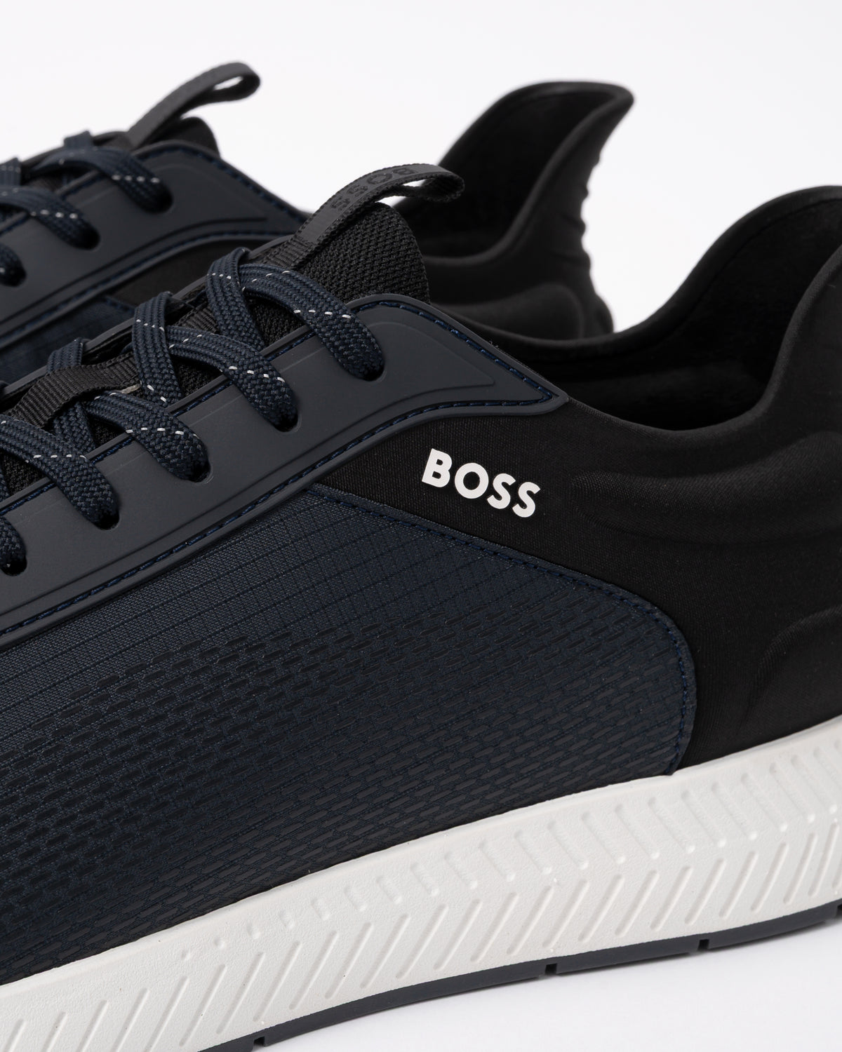Close up of the BOSS Orange Titanium Runn Rsmh Mens Trainers in Open Blue 464
